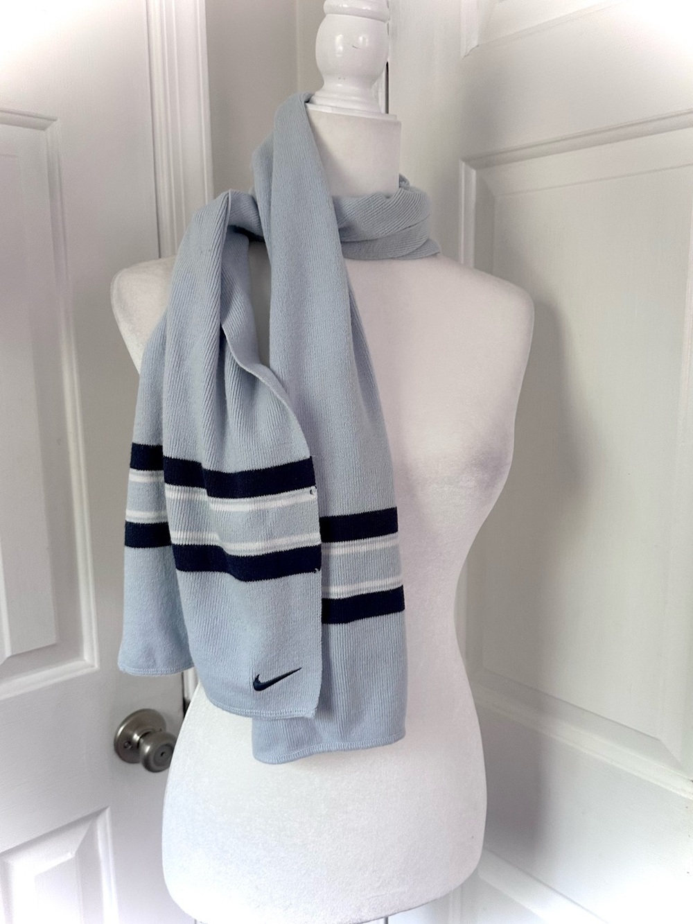 Nike Light Blue Scarf with Navy and White Stripes